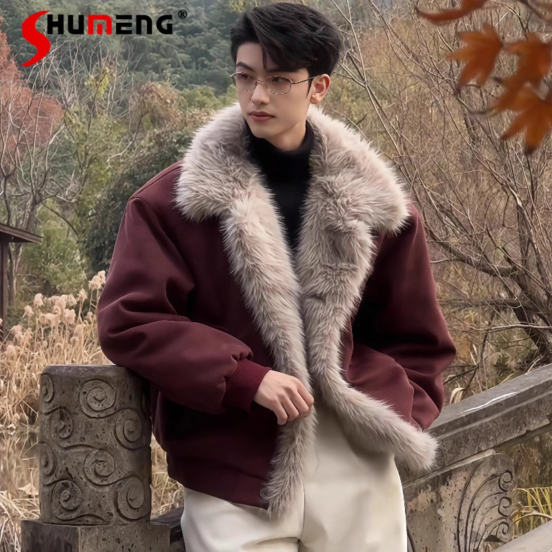 Fashion Fur Integration Short Padded Cotton Jacket Men 2025 Winter New High-End Parkas Trendy Warm Jackets Handsome Cotton Coats