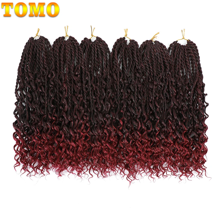 

TOMO Ombre Braiding Hair Boho Senegalese Twist Crochet Hair Extensions Synthetic Crochet Braids Black Red Brown Colors for Girl