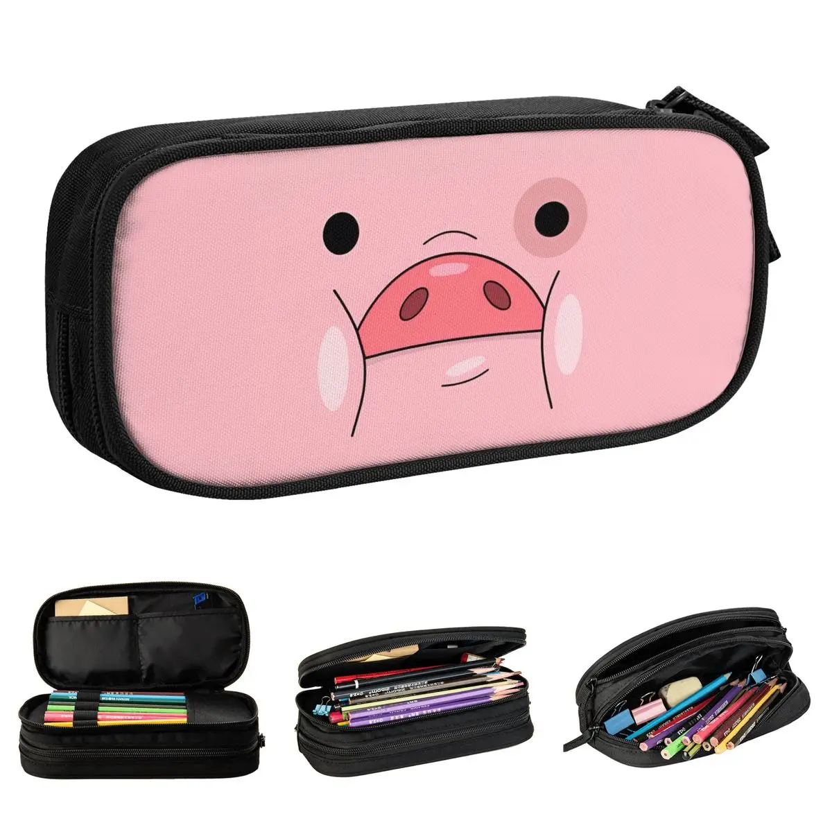 Waddles Big Face Gravity Falls Pencil Case Cute Pig Cartoon Pen Bags Girls Boys Big Capacity Students School Zipper Pencil Box