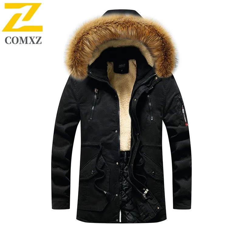 

Мужская зимняя хлопковая куртка с воротником из искусственного меха, повседневная свободная однотонная стеганая куртка в корейском стиле для зрелых возрастов, теплая ветрозащитная верхняя одежда
