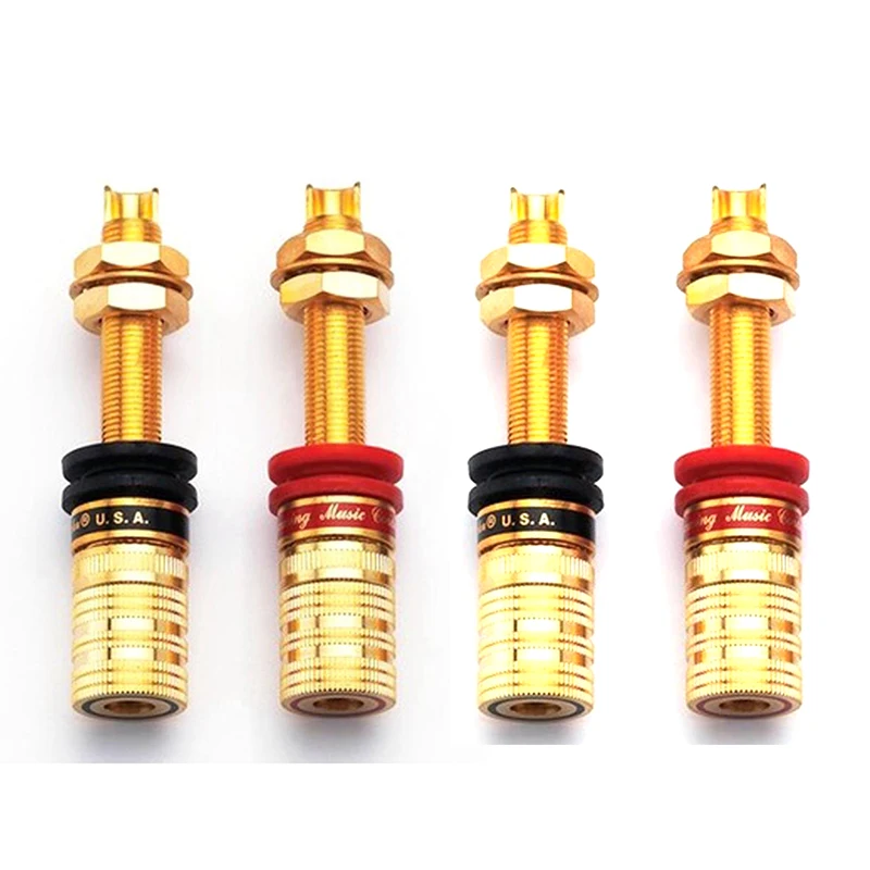 

Hifi Audio 4pcs Gold Plated OFC CMC 838L-G Speaker Amplifier Binding Post Terminal Banana Plug Socket Output Connector