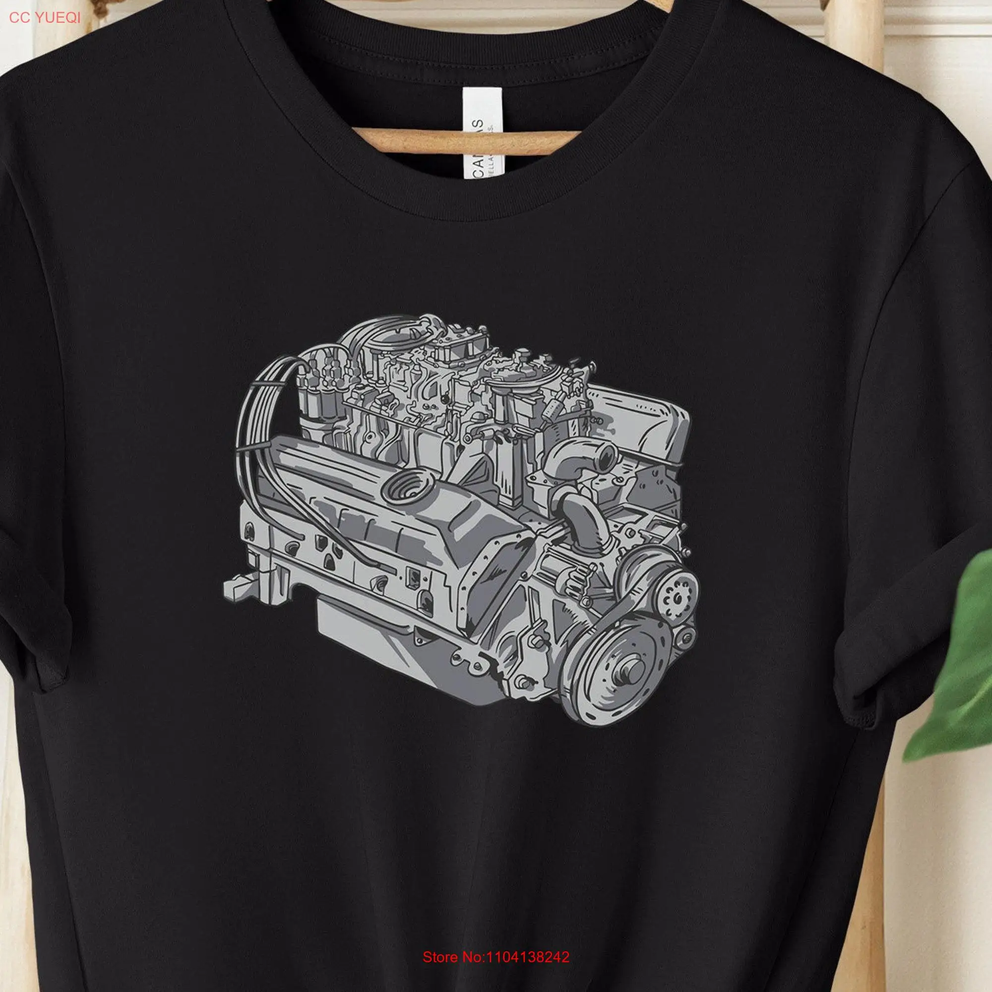 Realistic Car Engine T Shirt Mechanic Garage and Workshop Father's Day Automotive Repair long or short sleeves