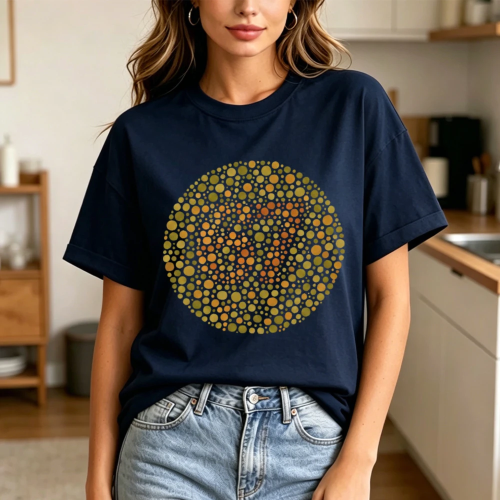 Abstract Circle Pattern Women T-Shirt Casual Summer Short Sleeve Cotton Fashion Harajuku Aesthetic Top For Gift