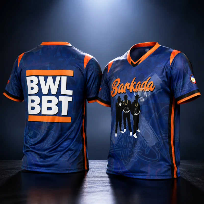 New 3d  V Neck Bowling Jersey Fan Gifts Letter Print Comfortable Breathable Quick Dry Sports Tee for Family Wear