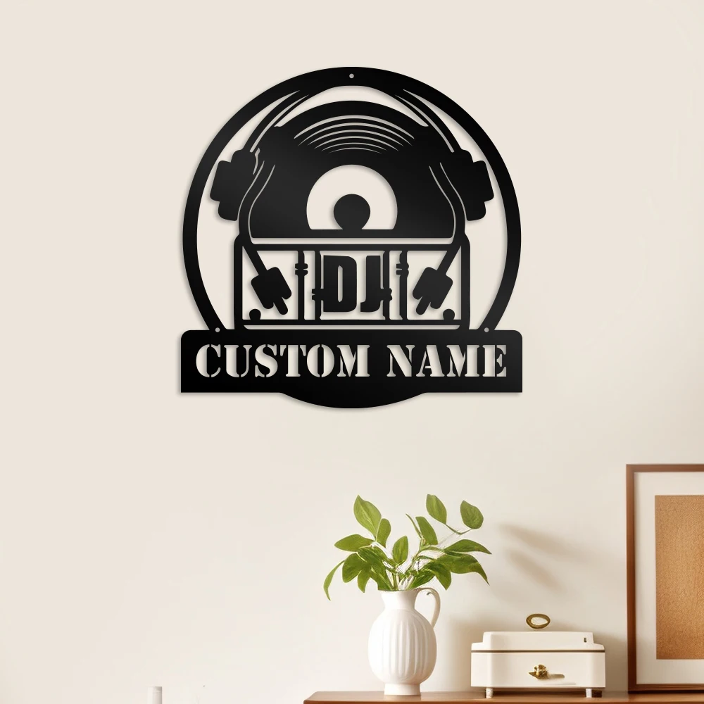 

1pc DJ music creative Custom Name Metal Wall Signs Iron Wall Plaque For Wall Decor