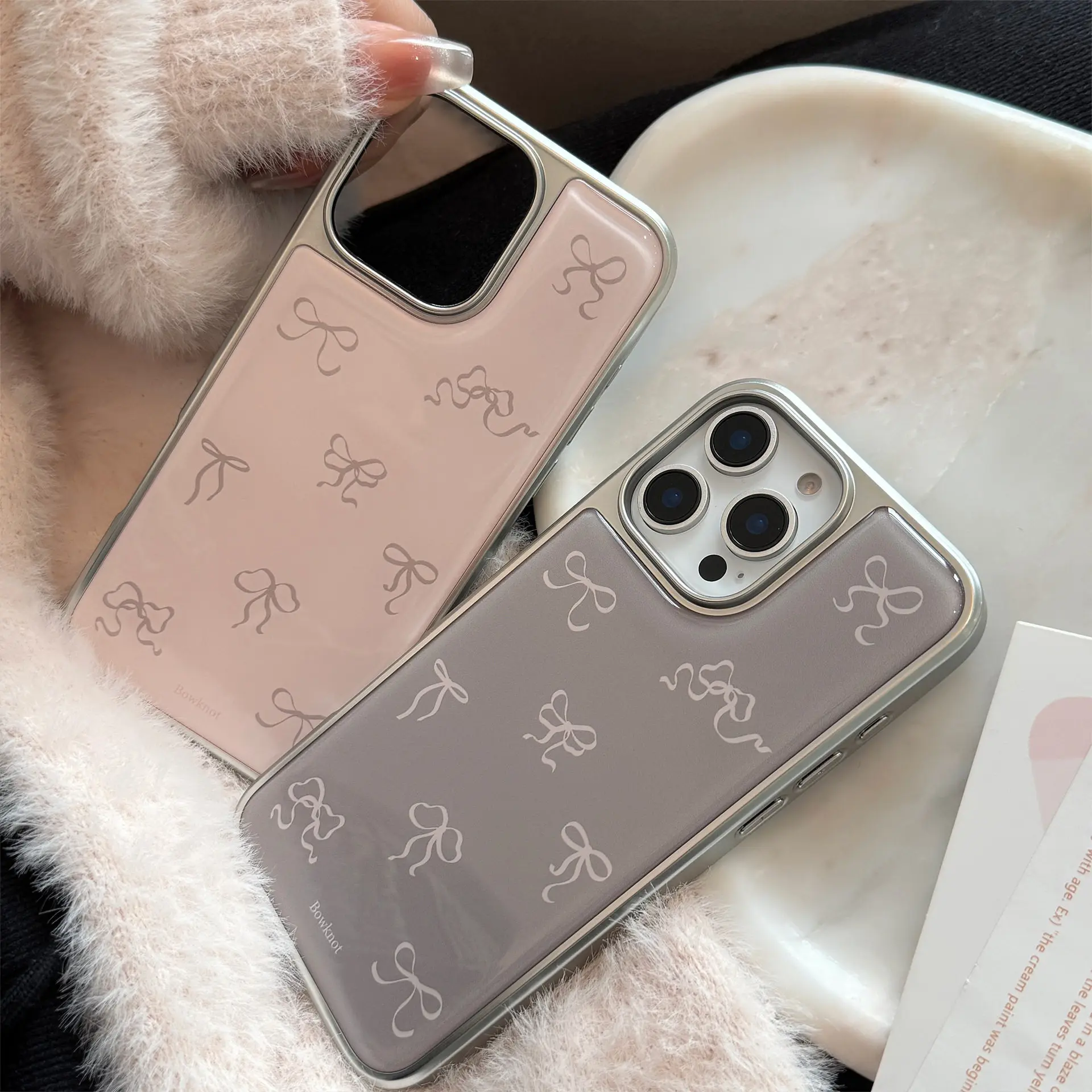 

Ins Hot Cute 3D Pink Bow Korean Rmantic Phone case For iPhone 15 Pro 16 13 17 Pro Max 16 14 Plus 12 11 17 Cover Transprent Cases