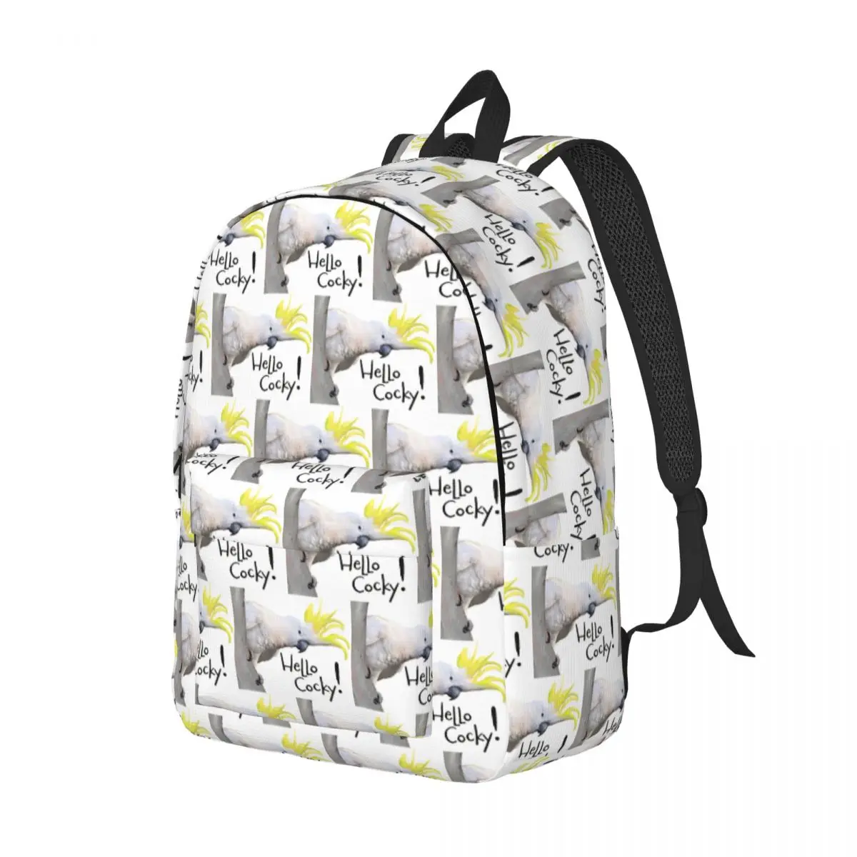 Hello Cocky! (Sulphur-crested Cockatoo) Backpack Daypack Large Capacity Children BookBag School Bag Shoulder Bags for Men Women