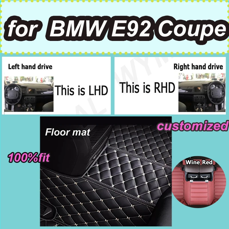 

Роскошные автомобильные коврики на заказ для BMW E92 Coupe 2005 2006 2007 2008 2009, роскошные кожаные автомобильные коврики