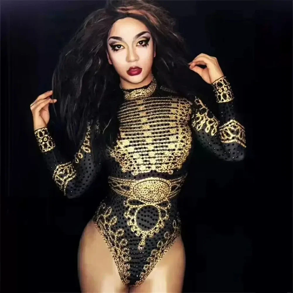 Diamonds Beading Stretchy Bodysuit For Women Fringed Bodysuits Nightclub Bar Party Dancer Clothing Stage Performance Costume