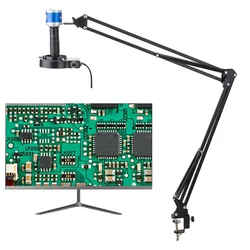 4K USB Digital Video Microscope Camera Foldable Clamp Stand With 10X-150X C Mount Lens For Industrial PCB Jewelry Repair