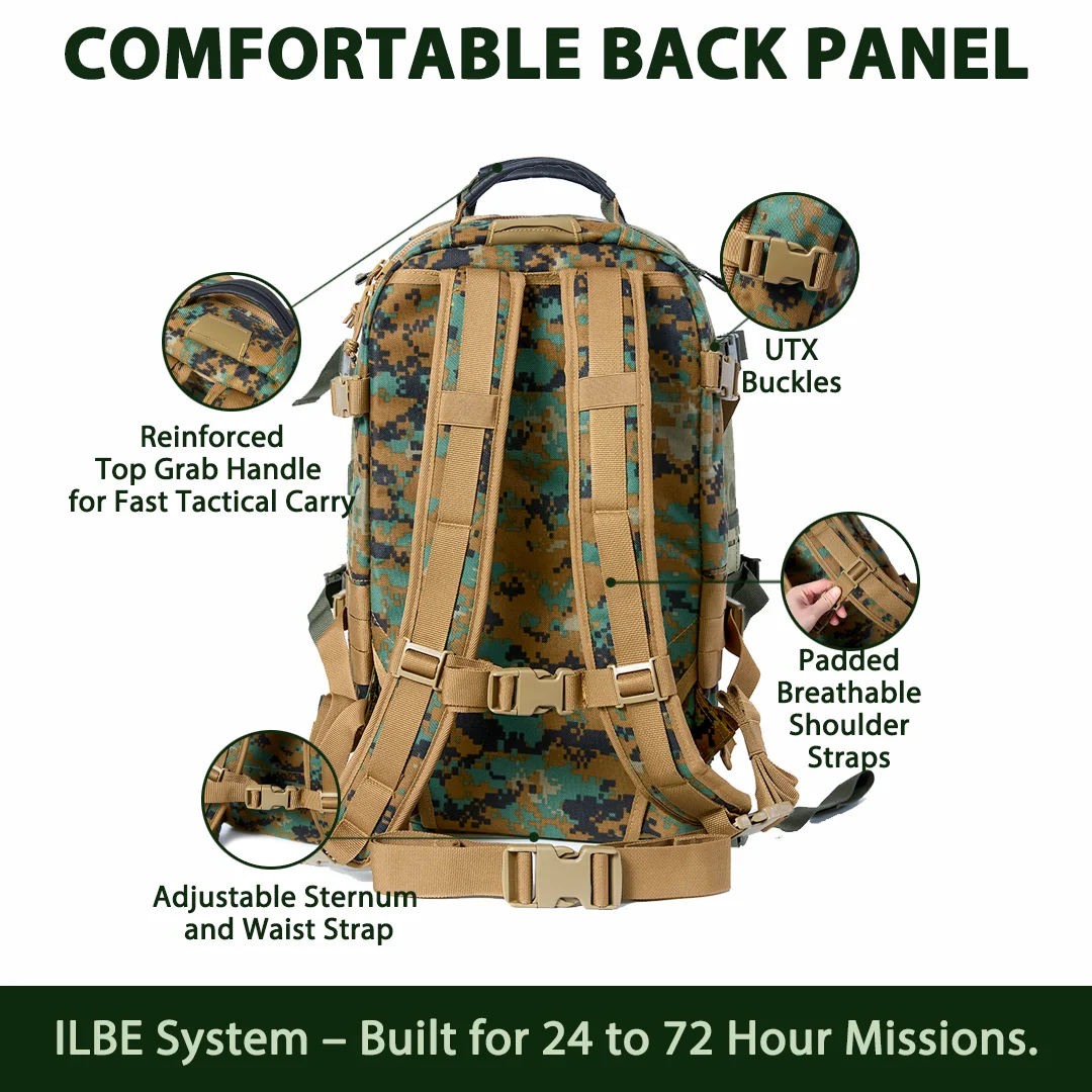 USMC ILBE Assault Pack – Original Military Tactical Backpack, Marpat Woodland Camo, Combat-Ready