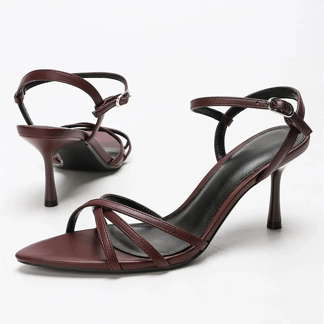 Women Sandals Summer Square Toe Ankle Strap Buckle Closure Flat Comfortable Walking Shoes Plus Size Open Toe Cross Tied