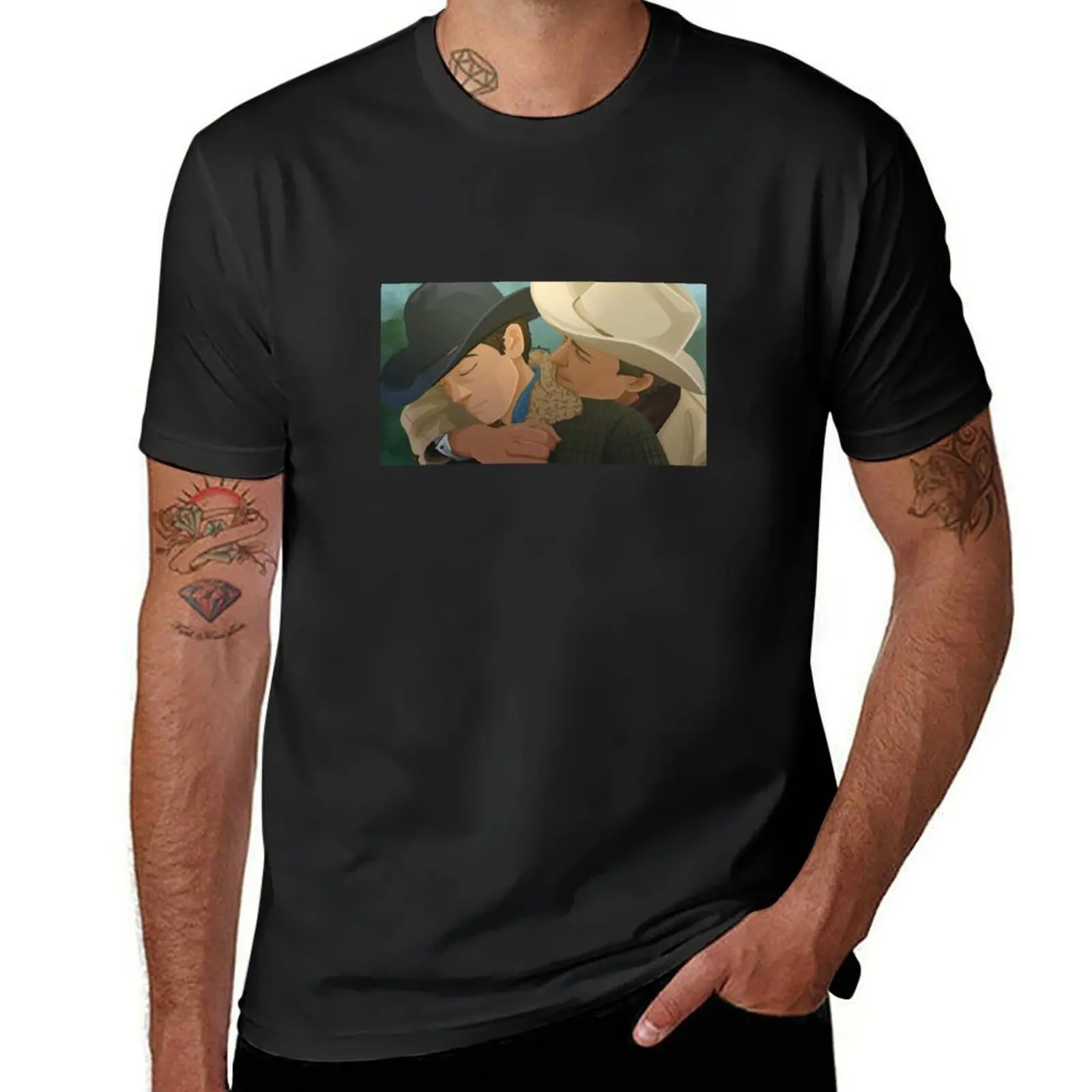 

Brokeback mountain print T-Shirt Luxury man plus size tops anime street wear mens clothing