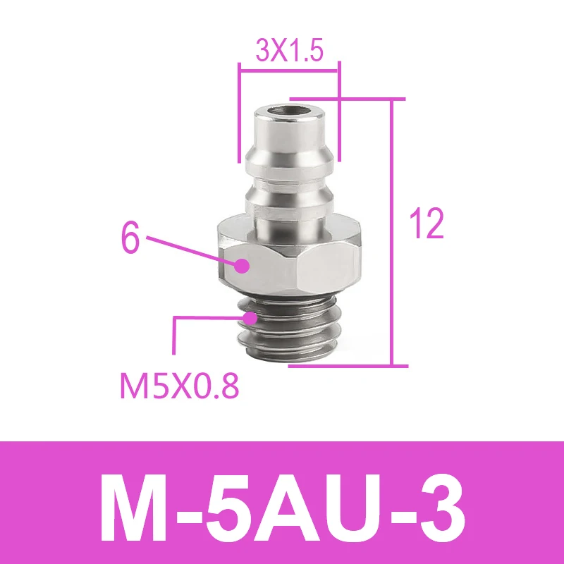 10Pcs/Lot  Air Pneumatic Hose to M3 Male Mini Barb Fitting / M-3AU-4 M-5AU-3 M-6AU-4 M-5AU-4 M-5AU-6 M-3AU-6  Brass