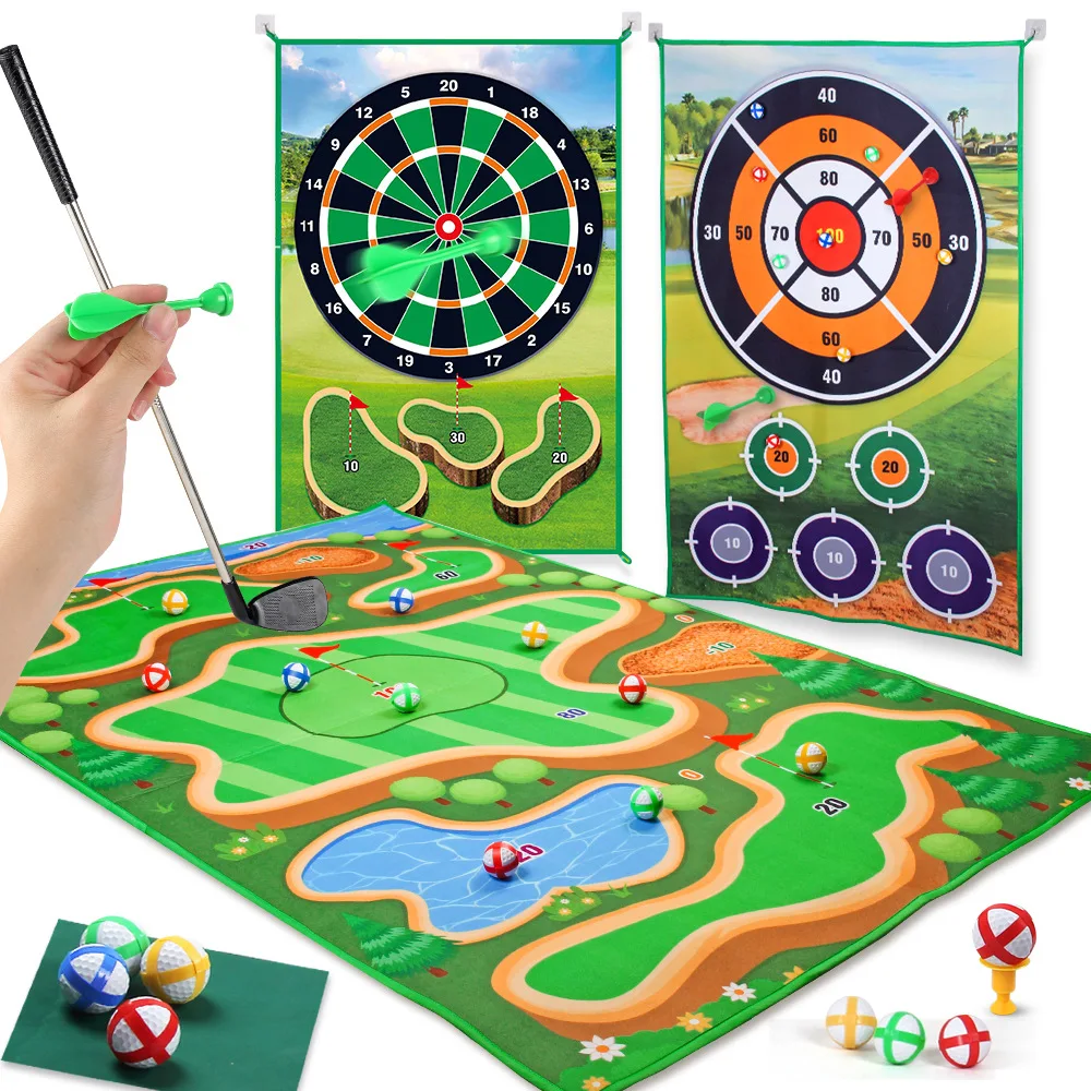 Children\'s two-sided golf ball set game floor mat dart sticky ball indoor and outdoor sports leisure toys