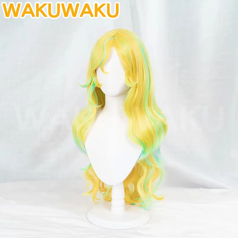 IN STOCK Lagoona Blue Wig Anime Cosplay Wig WakuWaku Lagoona Blue Cosplay Women Cute Long Yellow Hair Heat Resistant Christmas