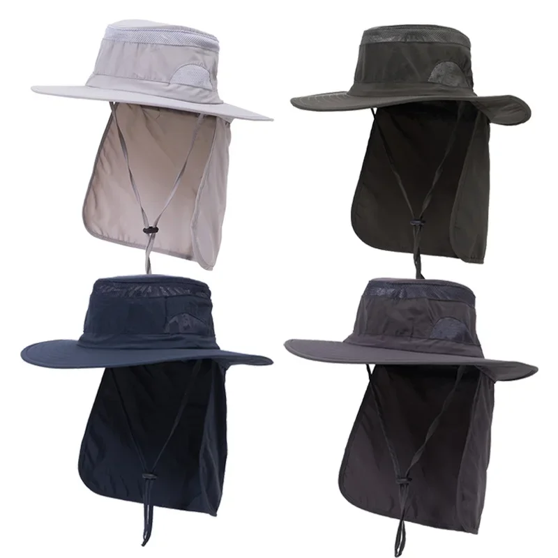 Summer Sun Protection Fishing Hat with Extended Brim UV Proof Unisex Outdoor Sun Hat for Hiking and Fishing