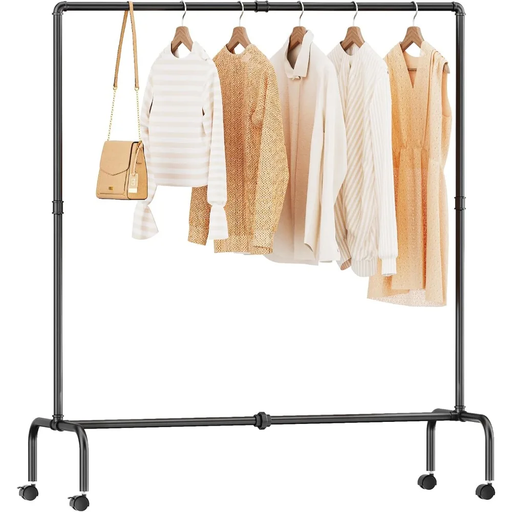 

Clothes Rack with Wheels, Rolling Clothing Rack for Hanging Clothes, 250 Lb Load Capacity, 2 Brakes