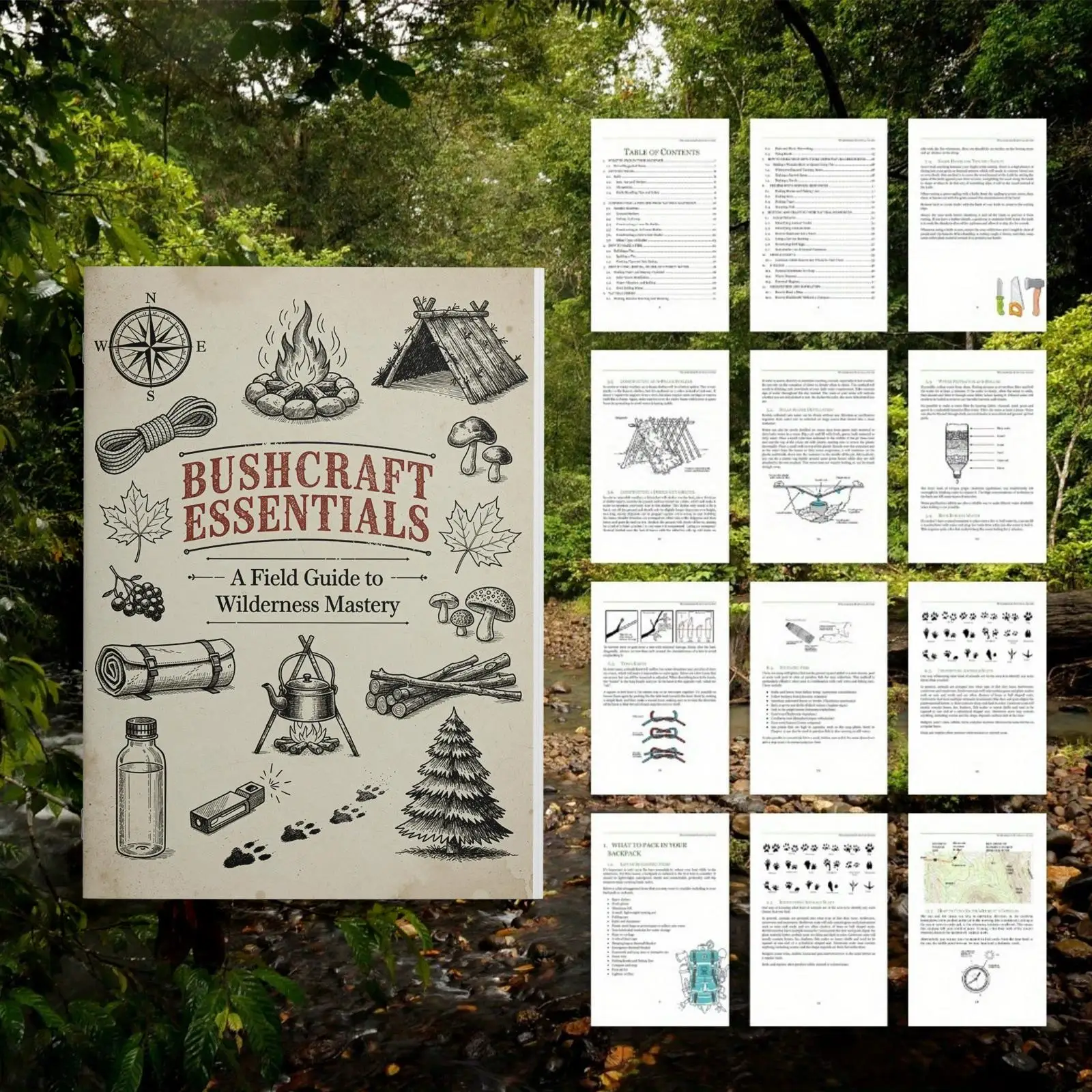 Adult Wilderness Survival Notebook - Bushcraft Essentials a Field Guide to Mastery in the Great Outdoors