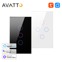 AVATTO Tuya WiFi Smart Light Switch，1/2/3/4 Gang Touch Glass Panel Light Switch With Neutral Wire APP Control Alexa Google Home