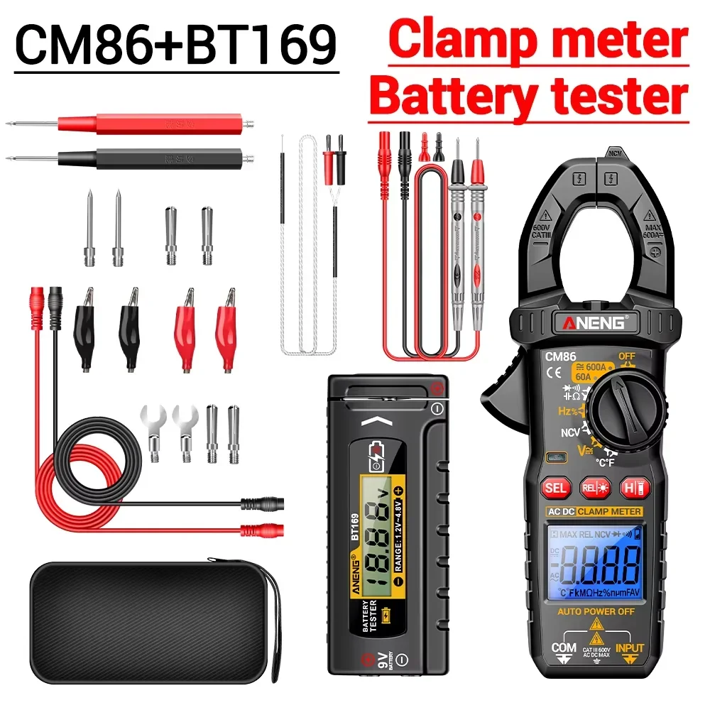 Digital Clamp Multimeter ANENG CM86+bt169 Battery Tester Kit AC/DC Current Voltage NCV Professional Electrician test Tools