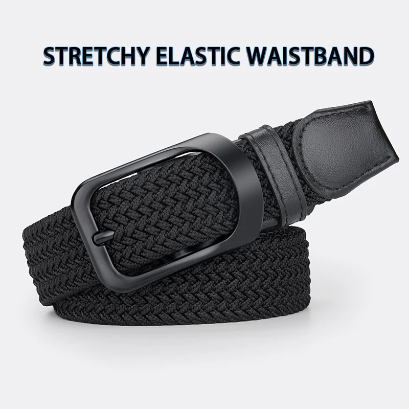 Fashionable Elastic Belt，Woven Elastic Waistband for Men And Women, Nylon pin-buckle belt Waistband of jeans