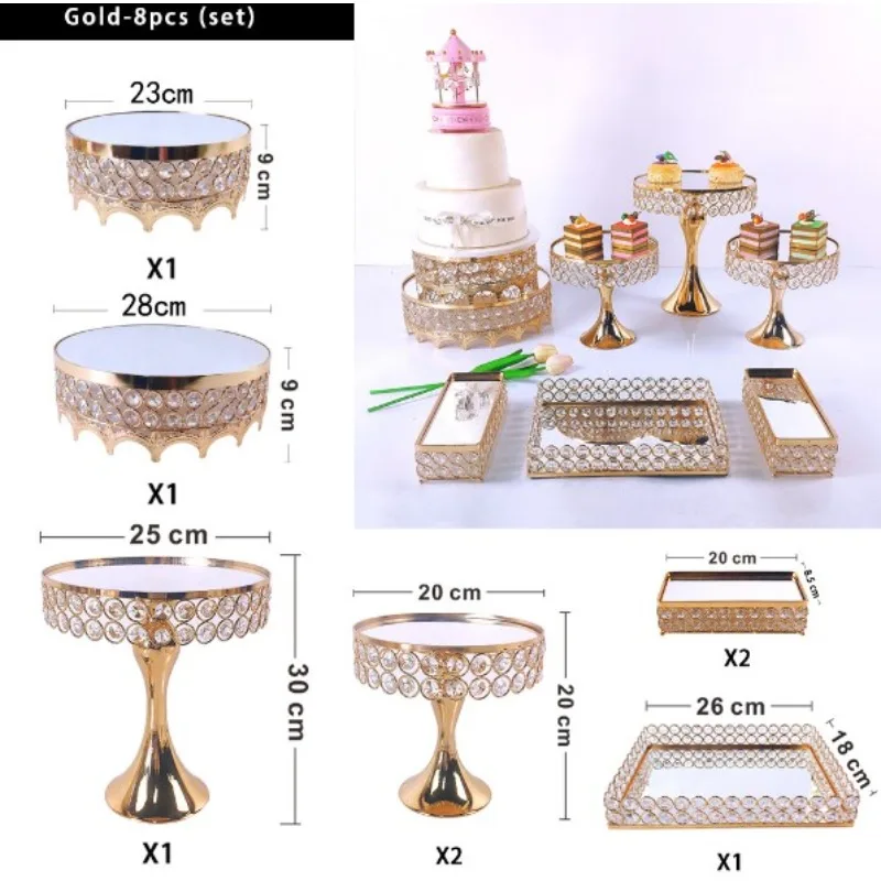 Party Supplies Gold Aluminum Alloy 8-piece Dessert Rack Wedding Decoration Supplies Cake Rack Set