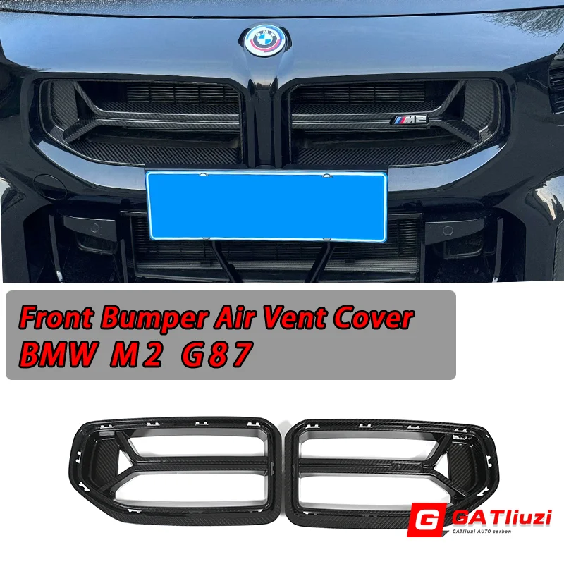 

For BMW M2 G87 2022+ Dry Carbon Fiber CSL Style Racing Grills Front Bumper Air Vent Cover Trim Foglamp Mesh Grill Frame Body kit