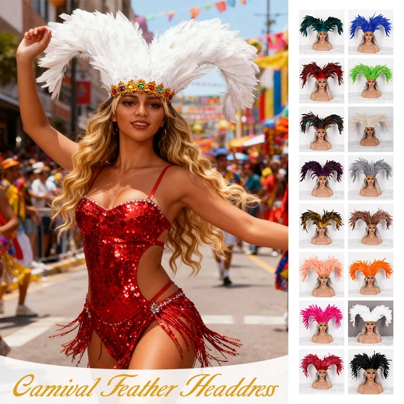 Carnival Graduation Ball Costume Accessories Artificial Feather Headdress Hair Accessories Halloween Catwalk Character Cos Props