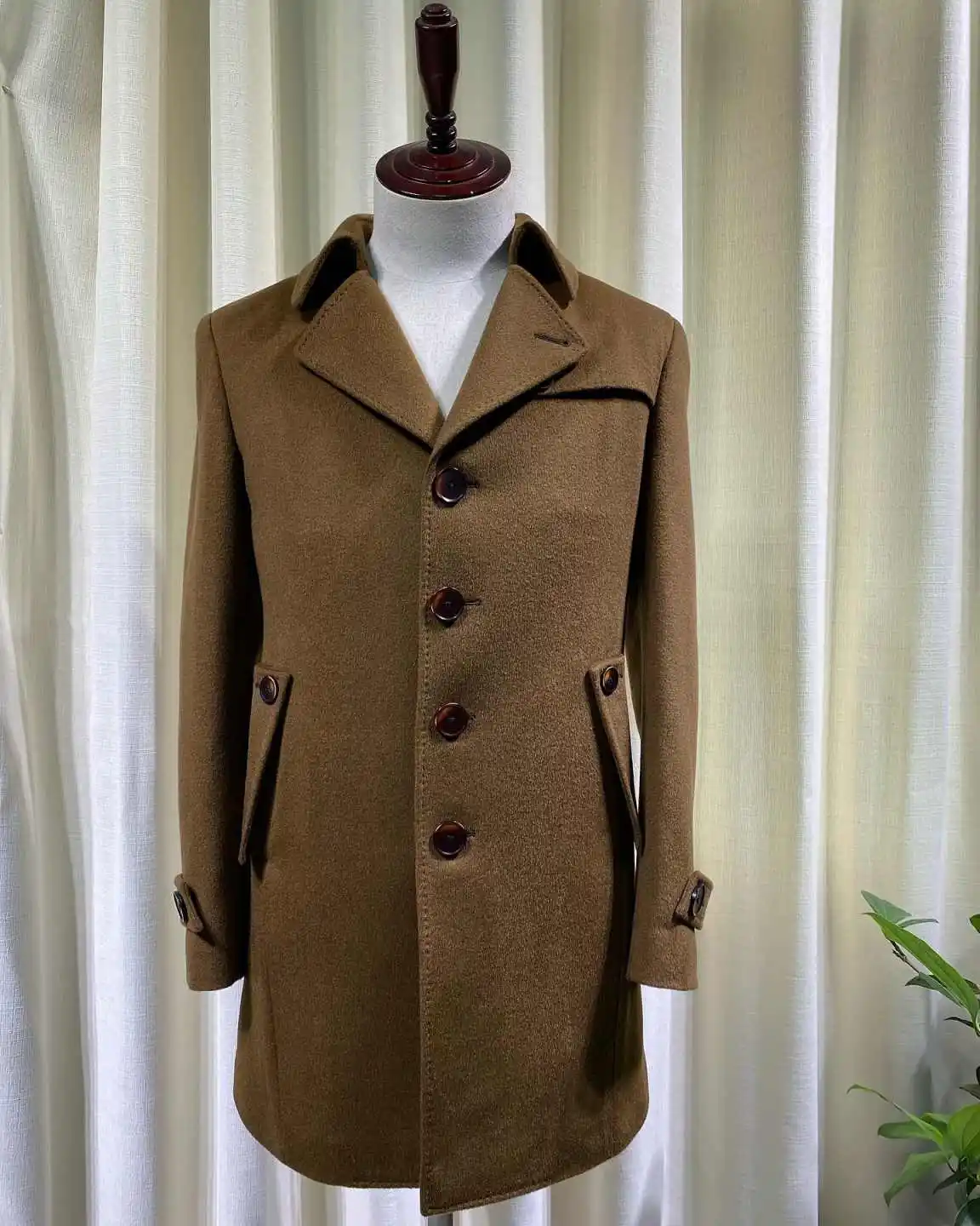 Modern Men Overcoat 1 Piece Single Breasted Notch Lapel Tweed Loose Coat Autumn Winter Warm Casual Occasion Custom Made
