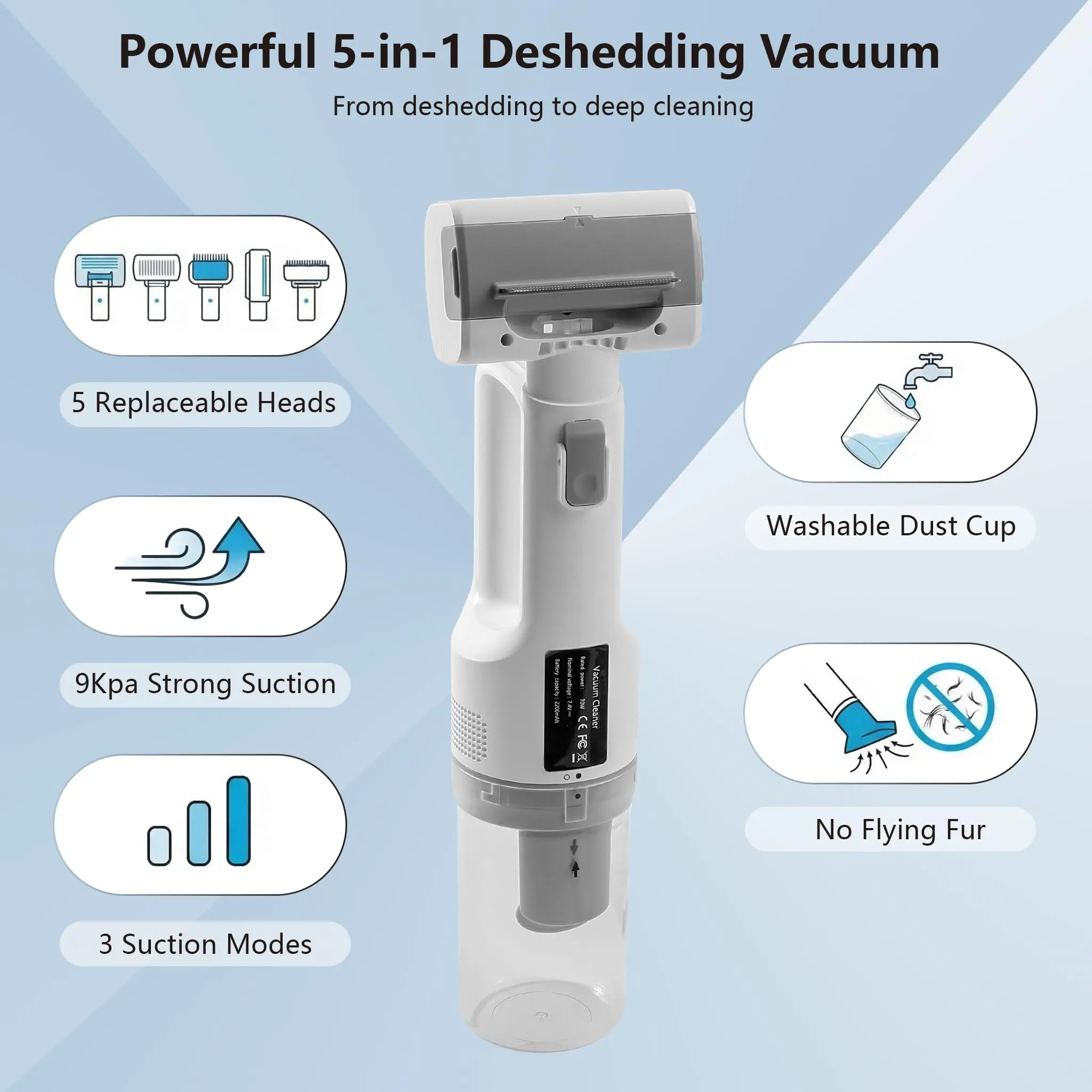 Deshedding Brush And Vacuum Suction Grooming Tool For Pets_voghion.com