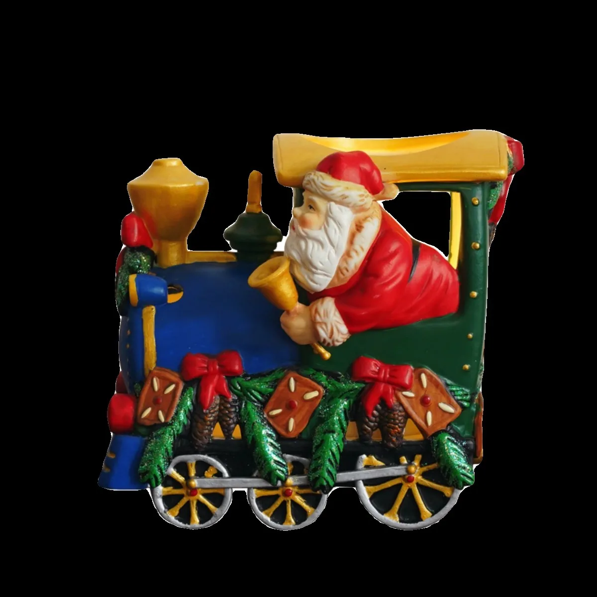 Super Beautiful Hand-painted Fairy Tale Story Santa Claus Driving a Train Image Ceramic Candlestick Party Decoration