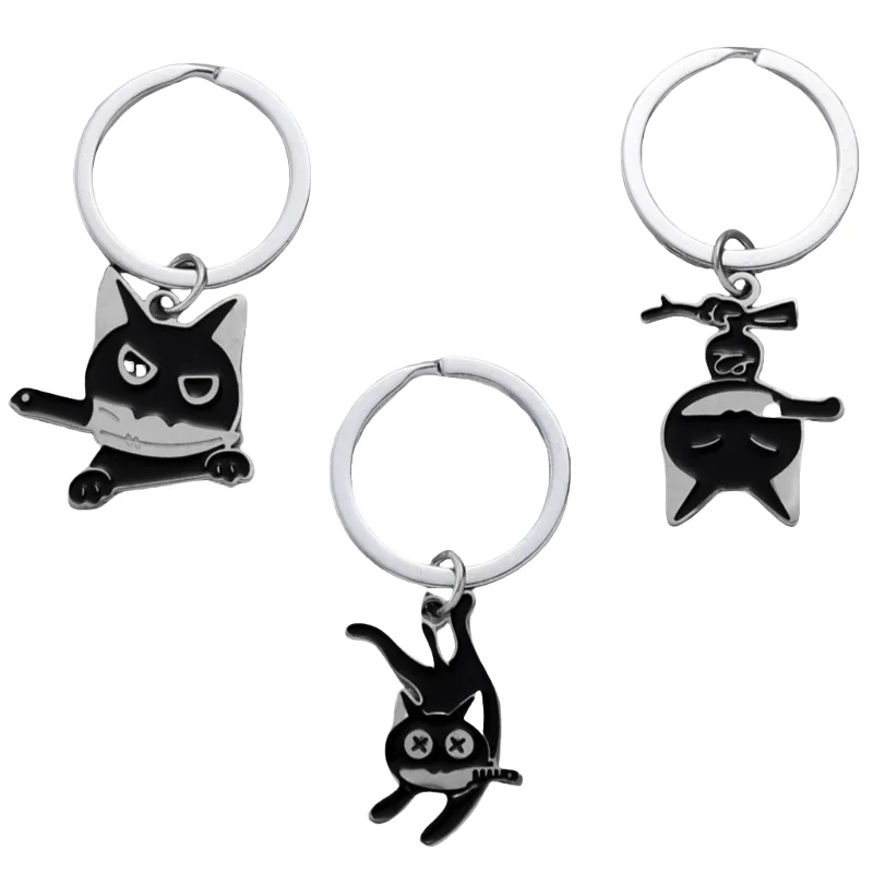 

2025 New Black Cat Keychain Cute Keychain Black Kitty Key Chain Cool Stuff Cute Funny Cat Lover Gifts for Women Men