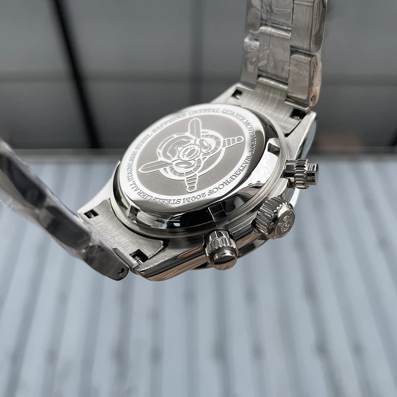 Reloj cronógrafo STEELFLIER para hombre, reloj de pulsera de cuarzo de 39mm, resistente al agua hasta 200M, BGW-9, espejo de zafiro luminoso VK63