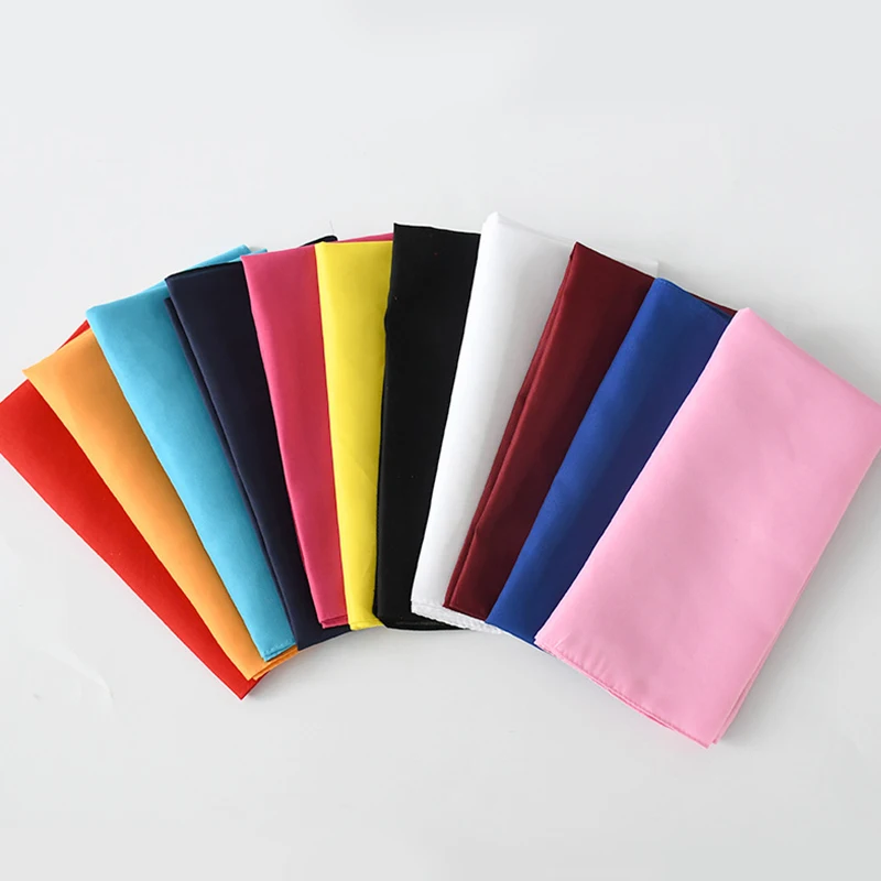 Solid Color Handkerchief For Women Men Square Headwraps Bandana Suit Pocket Towel Polyester Hanky Wedding Banquet Party Gift