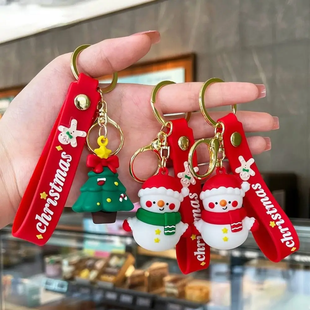 1PC 3D Cartoon Santa Claus Snowman Keychain Pendant Bag Car Keychain Accessories Small Gifts Christmas Decorations