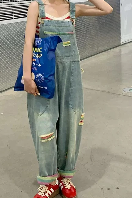 Summer New Women's Denim Jumpsuit Loose Casual Straight Leg Pants