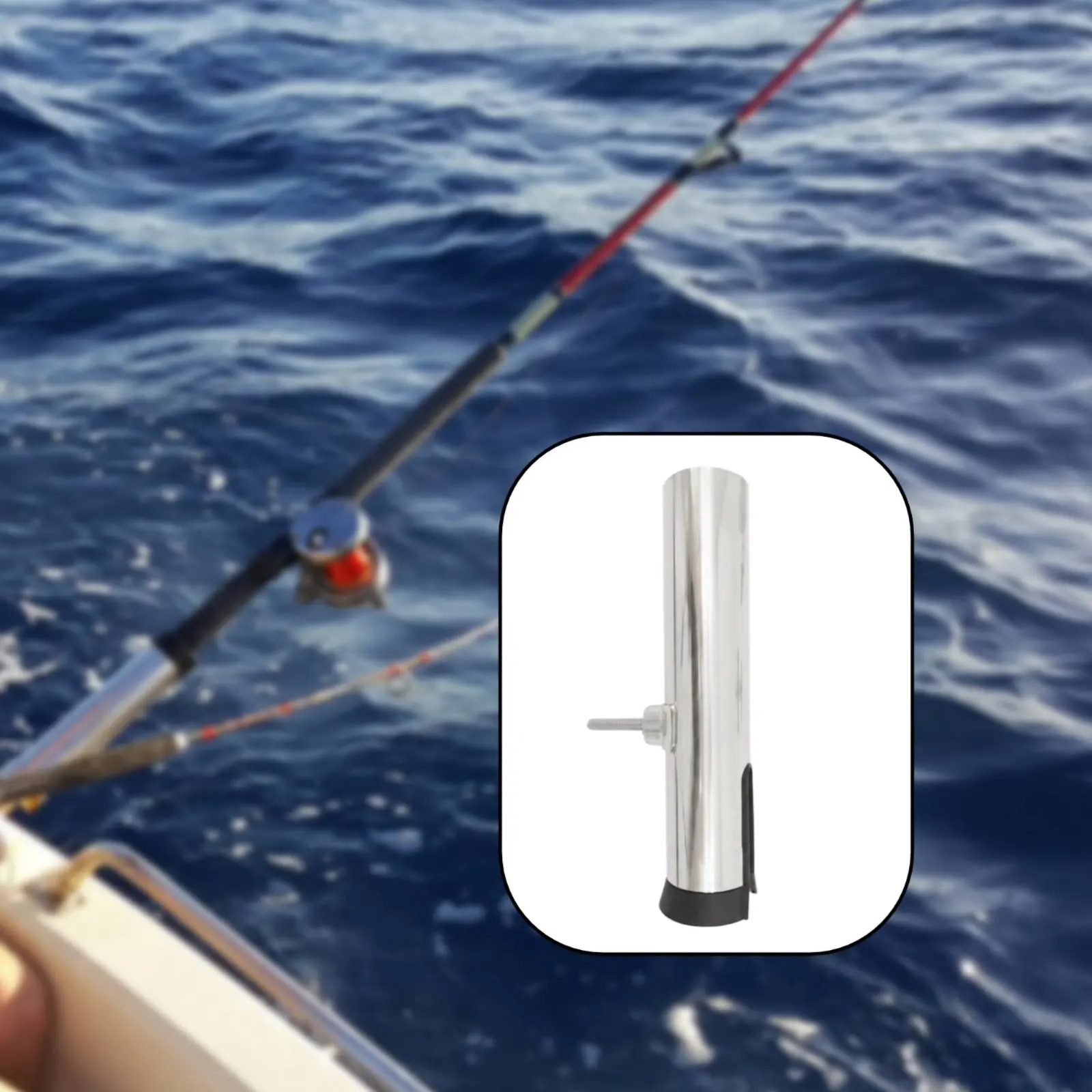 

Adjustable Rail Mount Rod Holder Mirror Polished Finish Stainless Steel Boat Rod Holder Aquatic Fishing Pole Bracket for Yacht