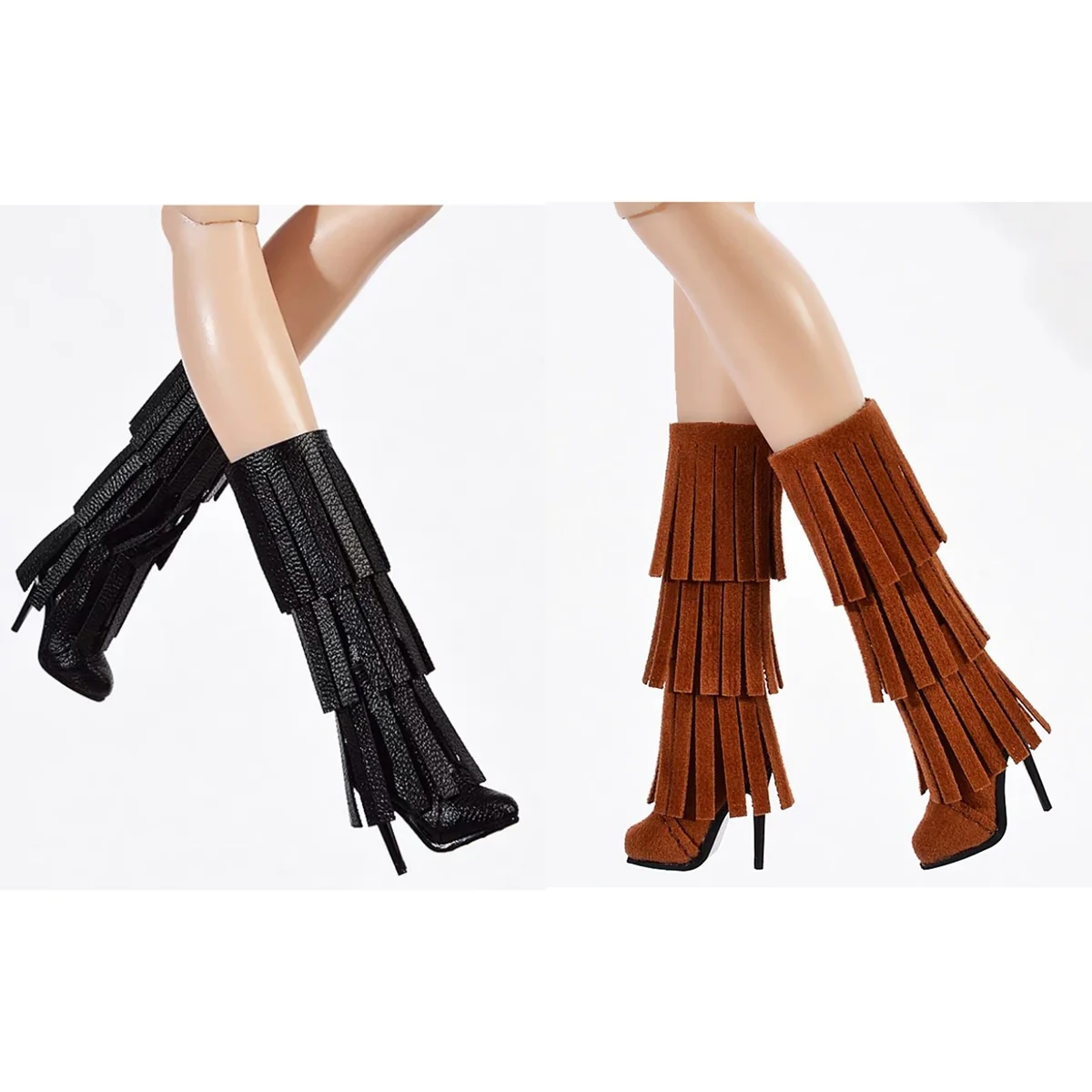 

Модные зимние кожаные сапоги-полусапоги с бахромой для кукол 30 см, аксессуары для кукол 1/6 FR Babi Supermodel, для переодевания