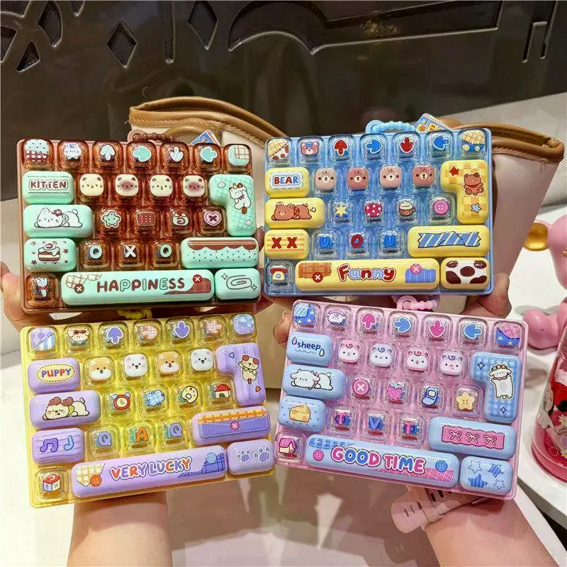 26 Key Fidget Button Keychain Cute Decompression Toy Bag Hanging Ornament Fun Stress Relief Pendant For Kids