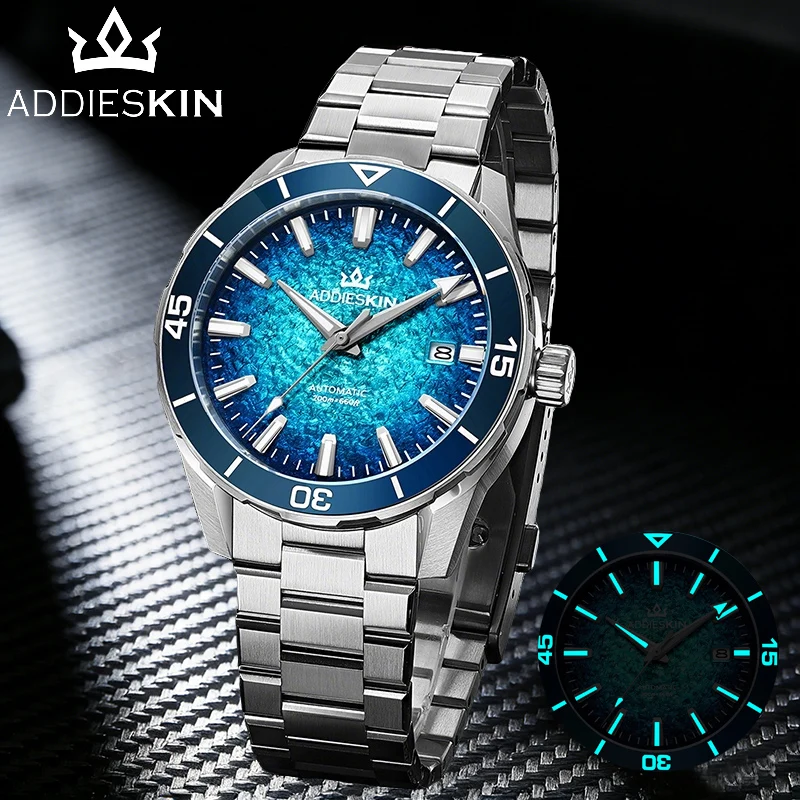 

AddiesKin Luxury Men Automatic Watches 200m Waterproof 9015 Mechanical Wristwatch Sapphire Glass BGW9 Luminous Diver Steel Watch