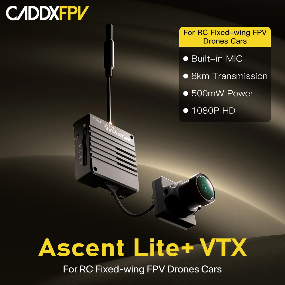CADDXFPV Walksnail Ascent Lite+ VTX 2.75g 500mW 8KM Range 35ms Low Latency Video Audio Transmission For Drone Fixed‑wing RC Car