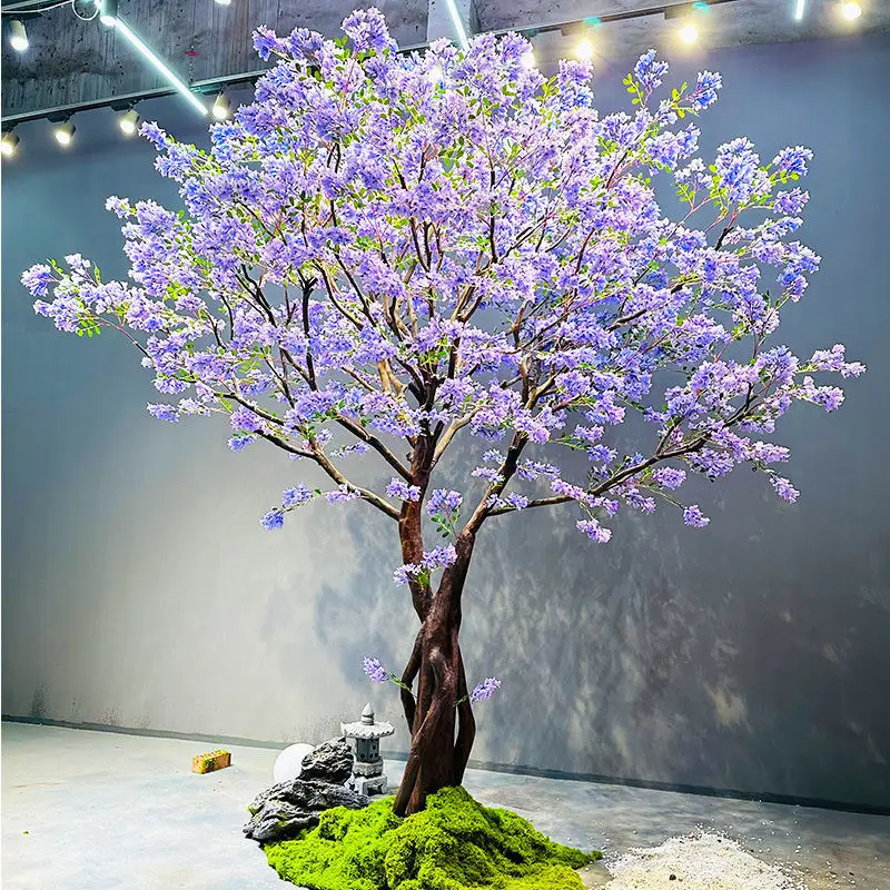 High Simulation Artificial Lilac Tree Large Outdoor Cherry Blossom Tree Faux Tree for Wedding Background Decorations