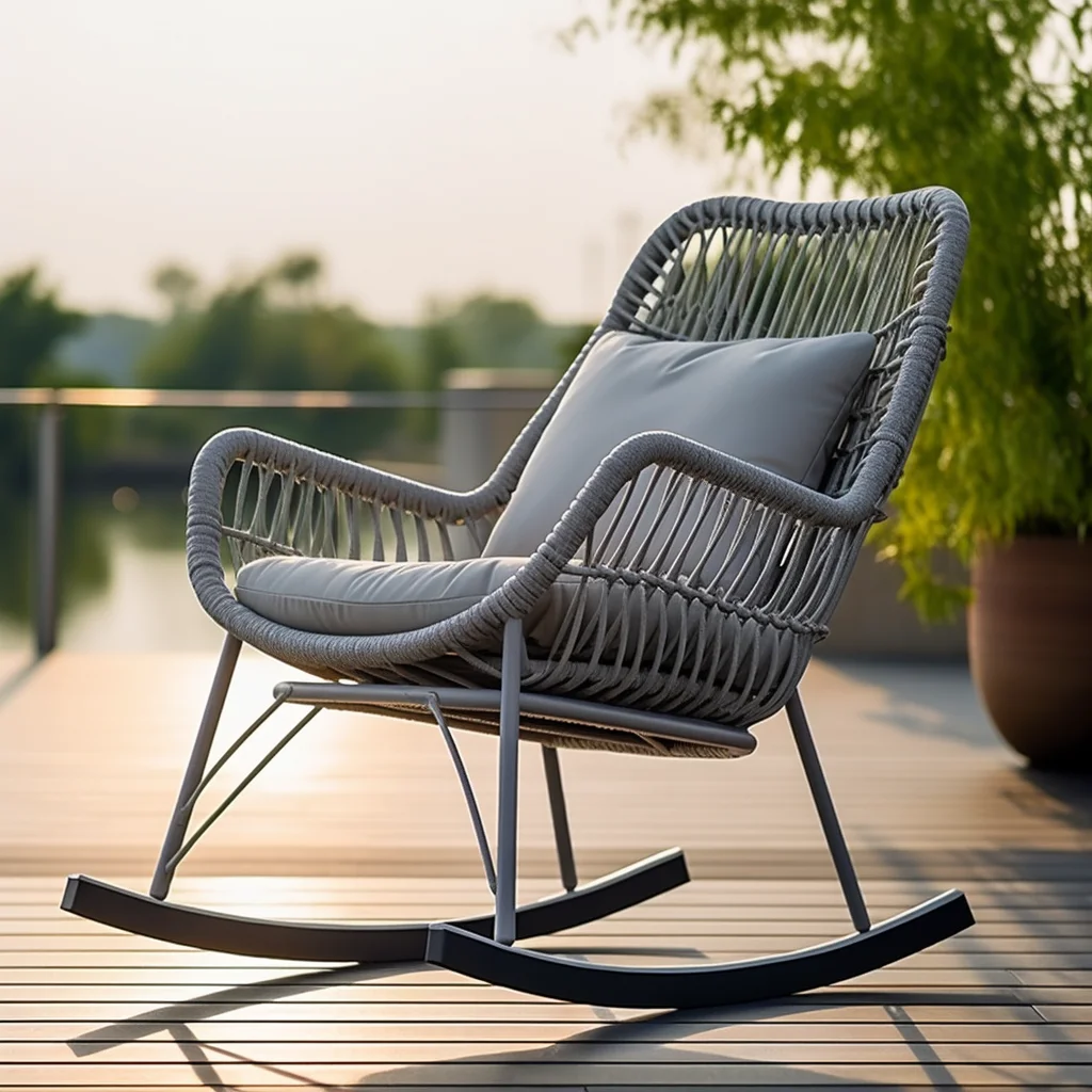 

Hot Selling Modern Design Gray Rope Cafe Outdoor Patio Garden Furniture Leisure Chair Swing Chair for Bedroom Use