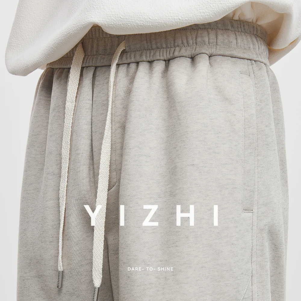 Men's Fashion Casual Pants 2025 Autumn New American Simple Drape Loose Elastic Waist Straight Leg Wide Leg Pants Male