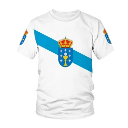 Galicia (Spain) National Flag Pattern Same Style T-shirt For Men Hot New Summer Women Short-sleeved T-shirt Top Shirt Children3D