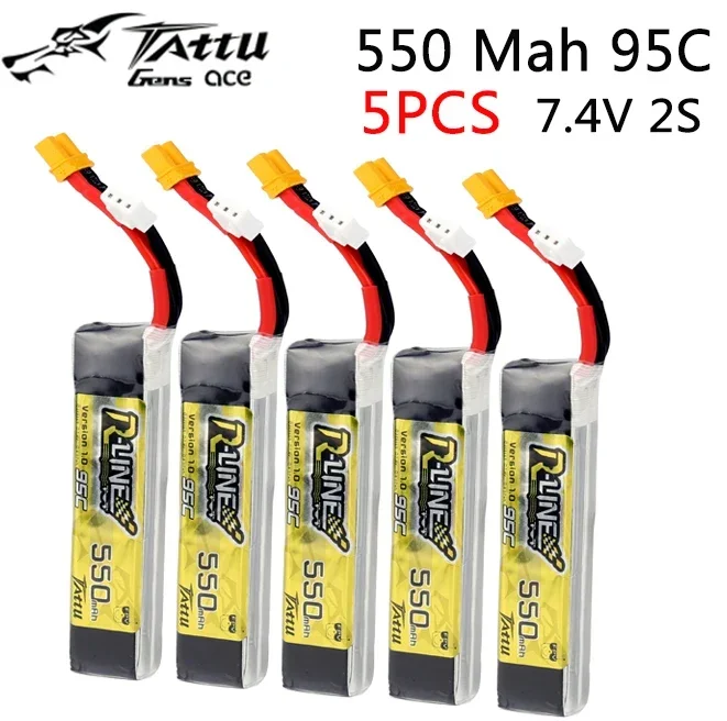 Tattu R-Line 1.0 LiPo Rechargeable Battery 550mAh 95C  2S 3S1P 7.4V 11.1V Pack With XT30 Plug for RC FPV Racing Drone Quadcopte