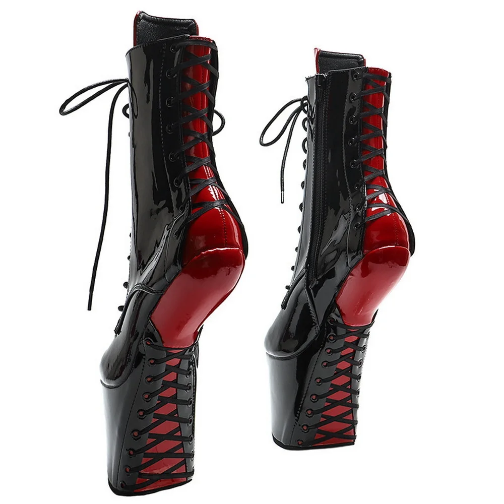 20 سنتيمتر المهر Heelless حذاء من الجلد ، السيدات صنم المرحلة القطب أحذية الرقص ، الرجال تأثيري بوتاس ، منصة 9 سنتيمتر ، الوردي ، الأسود ، لون مخصص