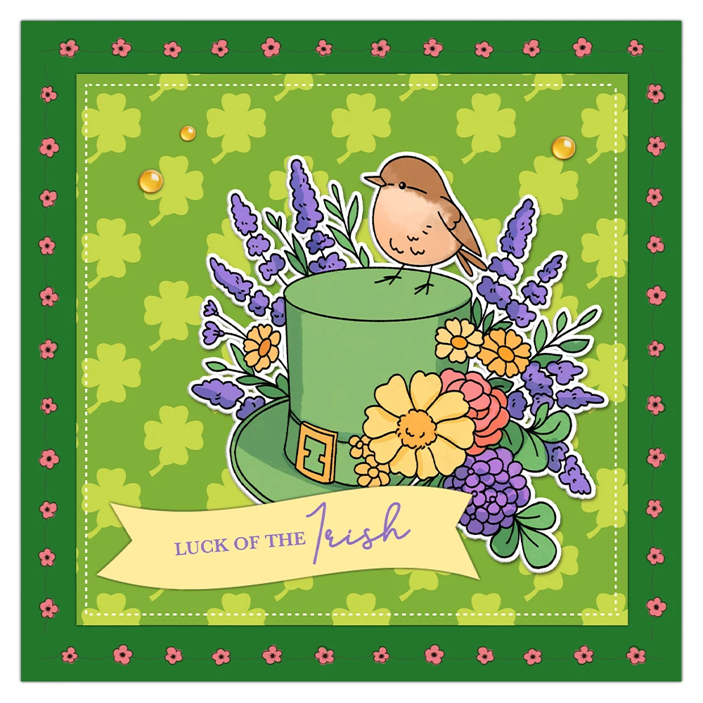 Mangocraft St. Patrick's Day Hats Flowers Clear Stamp DIY Scrapbooking Supplies Silicone Stamp