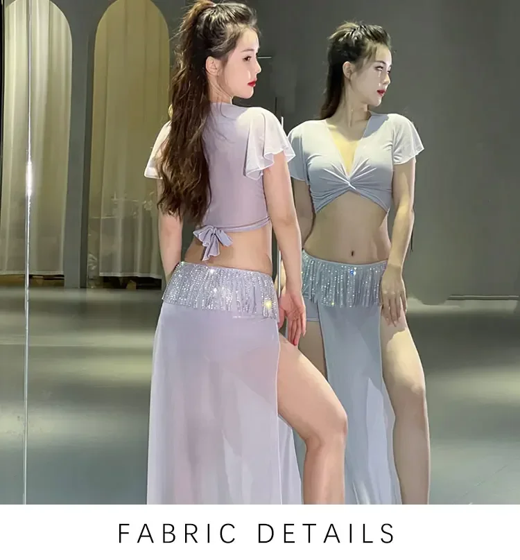 Vêtements de danse du ventre avec glands en diamant brillant, vêtements de performance haut de gamme, danse financière, ensemble de danse professionnelle, nouveau